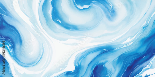Abstract Blue White Water Wave Watercolor Texture Background Graphic