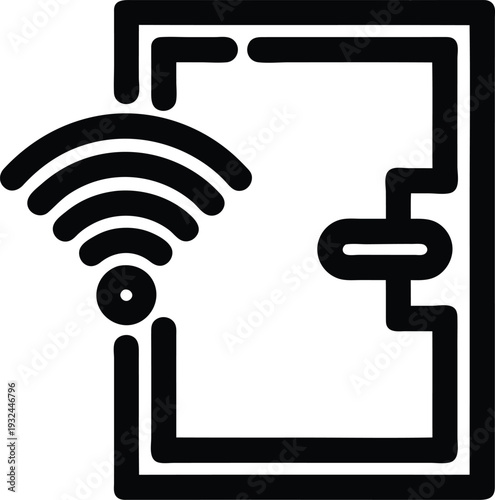 Wifi signal on smart lock icon for access control systems with wireless connectivity one symbol