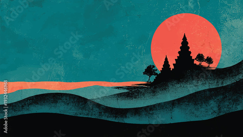 vector graphic giant moon for wall art, background, poster