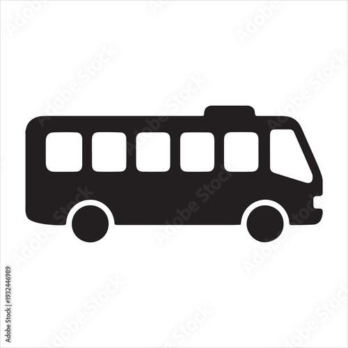 silhouette of a city public transport bus for travel icons vector design