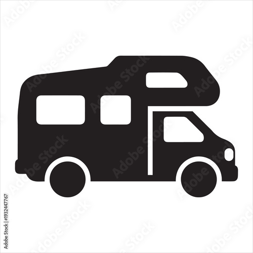 Recreational vehicle icon for camping and travel adventures