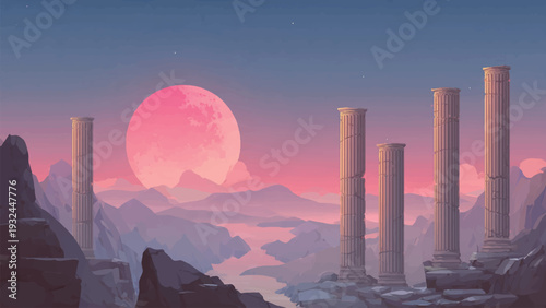 vector graphic giant moon for wall art, background, poster