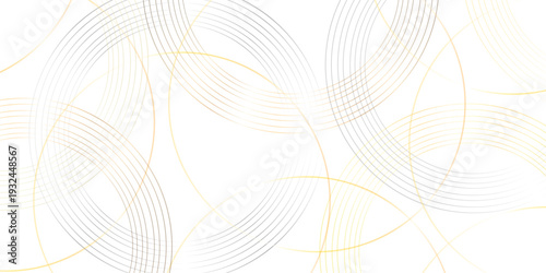 Minimal abstract geometric background with thin gold and beige line art on a soft light backdrop. large overlapping circles and diagonal parallel line elegant and modern luxury style.