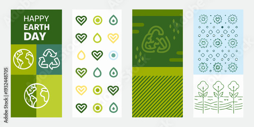 Happy earth day illustrations of nature and environmental awareness