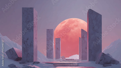 vector graphic giant moon for wall art, background, poster