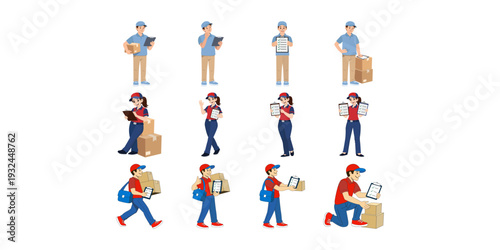 Delivery Person Holding Package and Checklist
