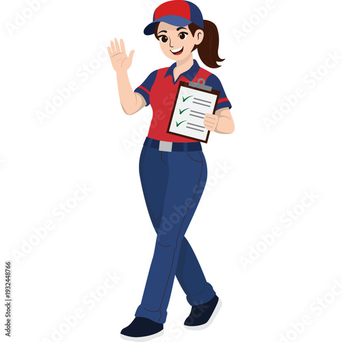 Delivery Person Holding Package and Checklist