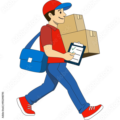 Delivery Person Holding Package and Checklist