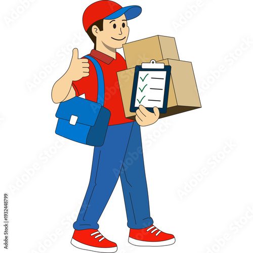 Delivery Person Holding Package and Checklist