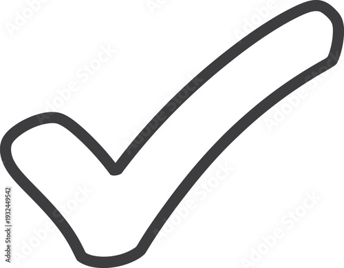 A simple black and white illustration depicts a check mark signifying completion approval or a positive confirmation high-quality professional detailed modern elegant stylish clean crisp