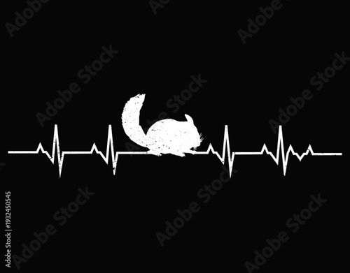 Chinchilla Heartbeat shirt Cutting File - printable editable vector art file.