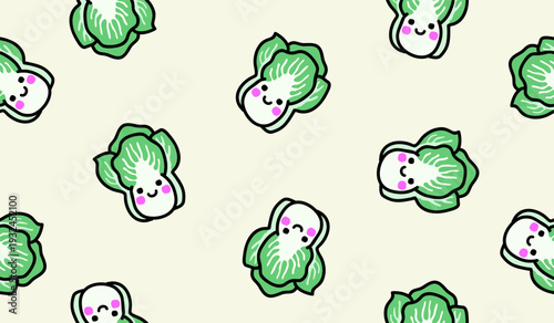 Cute bok choy pattern background vector design