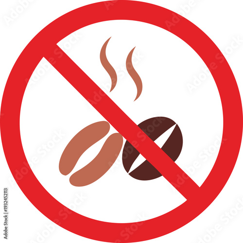 No Coffee Sign Icon Vector Forbidden Coffee Beans and Steam Symbol
