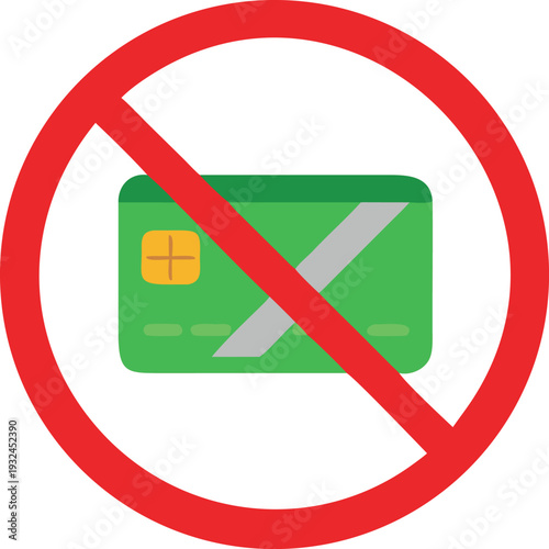 No Credit Card Allowed Sign Payment Ban Symbol Finance Prohibition Concept Stock Illustration