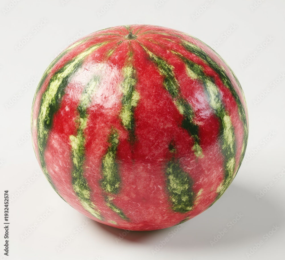 Fototapeta premium Round watermelon, vibrant red and green stripes (1)