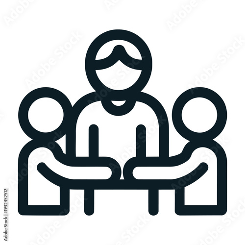 Three people standing together with arms around each other in a group hug