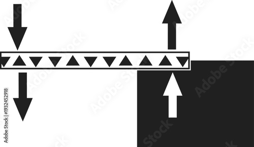 Technical schematic illustration of fluid flow through pipe system showing arrows for direction, pressure distribution, and mechanical engineering concept in fluid dynamics diagram design.