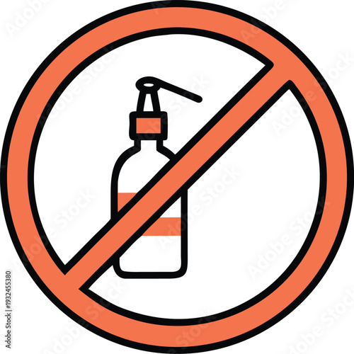 No Liquid Soap Dispenser Symbol Prohibition Sign Isolated on White Background