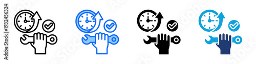 Service Uptime Icon Set Multi Style Vector Illustration