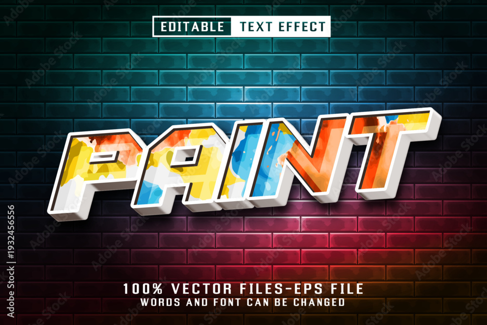 Naklejka premium Paint 3d Text - Editable Text Effect