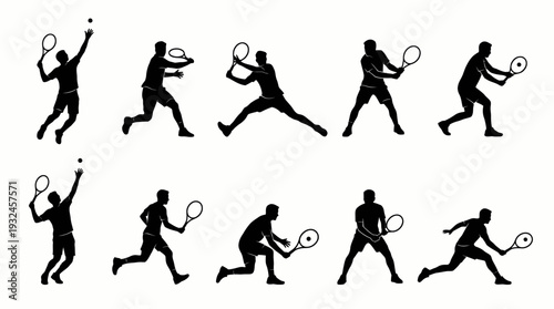 Inclusive Sports Vector Silhouette Collection | Tennis, Badminton, Wheelchair Athletes, Doubles, Jump Smash, Dynamic Motion | Minimalist Black-and-White Athletic Diversity Design