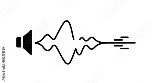 Sound wave emanating from a speaker icon.