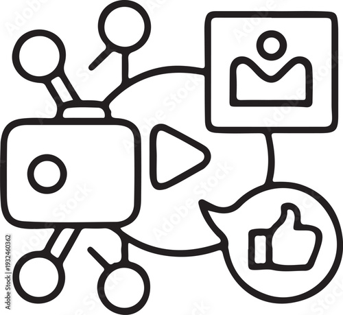 Business Workflow and HR Line Icon Set - Minimal Outline Icons for Employee, Documents, Tasks and Office Management
