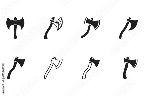 Minimal Axe Silhouette Icons for Camping and Forestry Projects