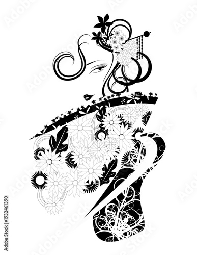 女性の顔、着物、和服