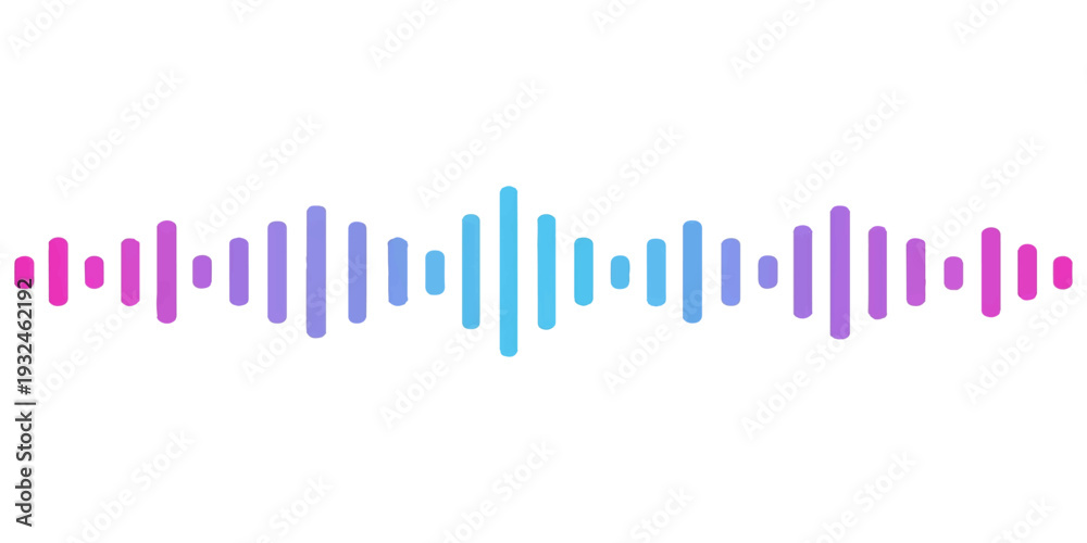 Obraz premium Blue sound wave vector illustration featuring a digital audio equalizer bar chart on a white background as a modern technology logo symbol for a successful business finance company concept design