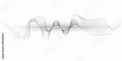 3D white ribbon swirl with a blue smoke wave motion on a light background creates an artful curve design pattern