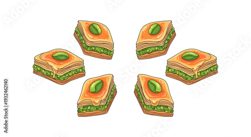 Delicious Baklava Pastries Arranged in a Circle.