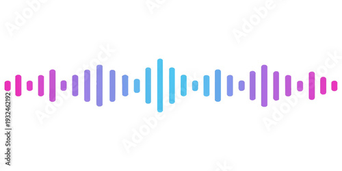 Blue sound wave vector illustration featuring a digital audio equalizer bar chart on a white background as a modern technology logo symbol for a successful business finance company concept design