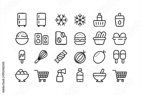 Modern Grocery Store Line Icons Collection for UI and Infographics