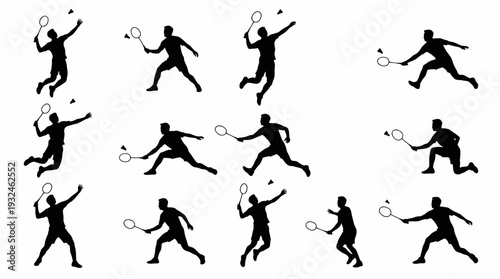 Inclusive Sports Vector Silhouette Collection | Tennis, Badminton, Wheelchair Athletes, Doubles, Jump Smash, Dynamic Motion | Minimalist Black-and-White Athletic Diversity Design