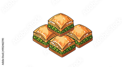 Delicious Baklava Pastries Stacked in a Tempting Arrangement.