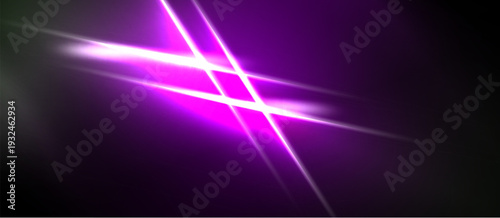 Bright purple lines intersect dark background. Abstract energy flows create dynamic visual effect. Intense glow radiates from center.