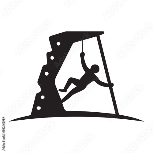 Rock climbing silhouette icon design