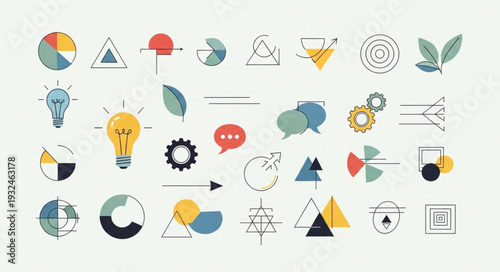 Collection of various colorful graphic design elements and icons for creative projects.