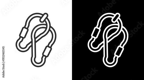 Carabiner White Icon Set Vector 