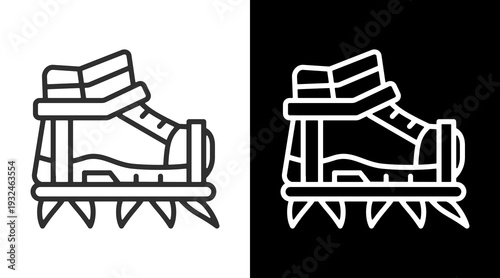Crampons White Icon Set Vector 