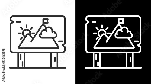 Mountain Sports White Icon Set Vector 