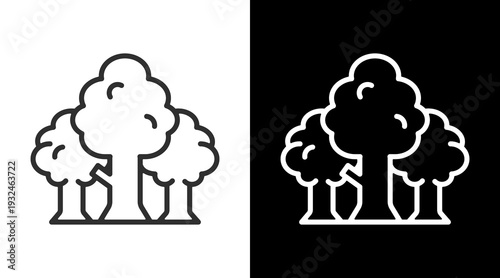 Forest White Icon Set Vector 