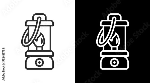 Fire Lamp White Icon Set Vector 