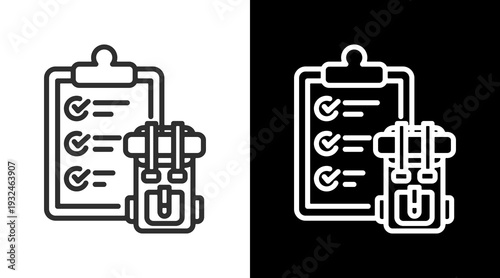 Gear Checklist White Icon Set Vector 