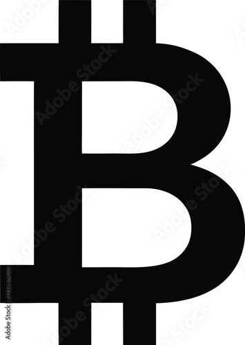 Bitcoin Crypto Currency Icon - Minimalist Digital Finance Vector Illustration