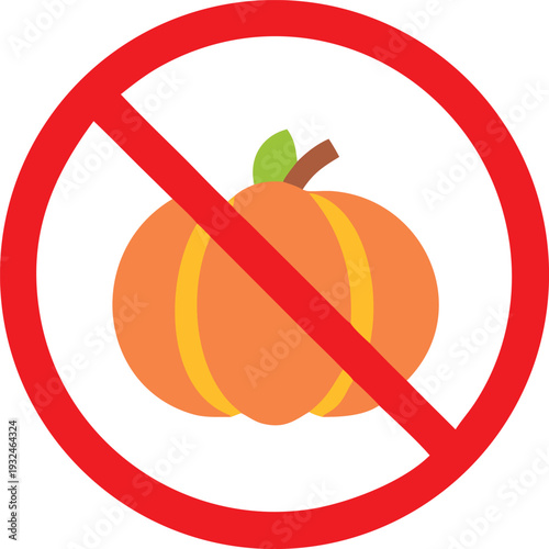 Pumpkin Forbidden Sign No Pumpkin Allowed Warning Symbol Vector Illustration