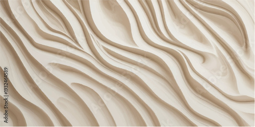 Abstract Wooden Wave Texture with Carved Grooves in Beige and Brown Colors