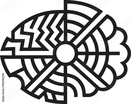 Geometric Human Brain Concept - Abstract Minimalist Vector Illustration of Logical Thinking and Mental Structure