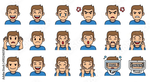 Diverse collection of cartoon faces expressing various human emotions and feelings.